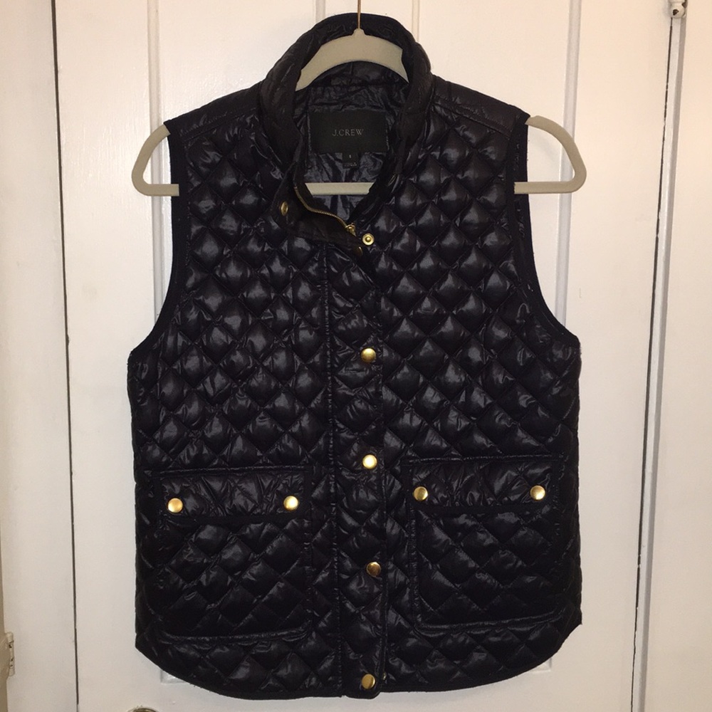 Navy and brass quilted J.crew vest